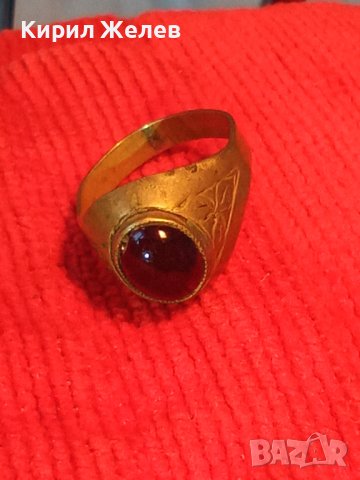СТАРИНЕН ОРНАМЕНТИРАН РЪЧНО МАЙСТОРСКИ ИЗРАБОТЕН БРОНЗОВ ПРЪСТЕН с ШЛИФОВАН ГРАНАТ 26804, снимка 3 - Антикварни и старинни предмети - 34839233