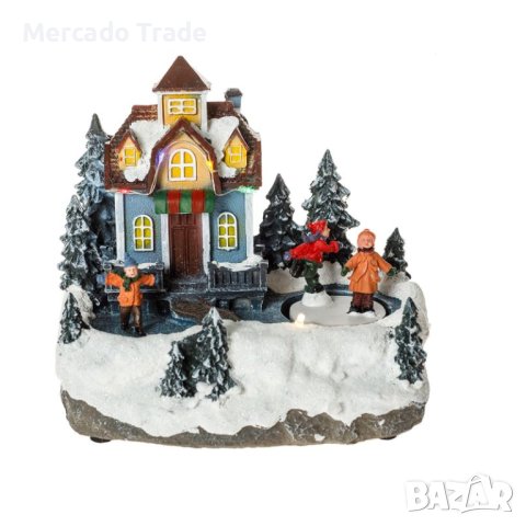 Коледна къщичка Mercado Trade, С движение, LED светлина, Деца на кънки, снимка 1 - Декорация за дома - 42820457