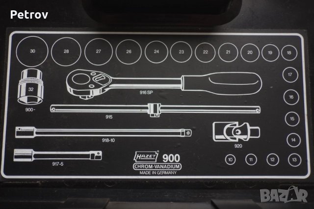 HAZET 900 - 1/2" PROFI Висококачественна Гедория !!! Вложки 10 - 32 mm !!! ORIGINAL HAZET Germany !!, снимка 3 - Гедорета - 31570704