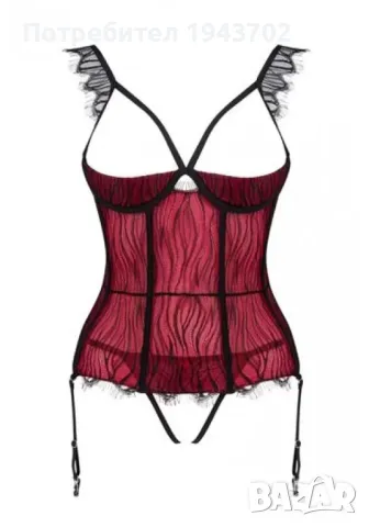 Секси корсет с прашки в черно и червено Denissa Obsessive, снимка 3 - Корсети, бюстиета, топове - 47557716