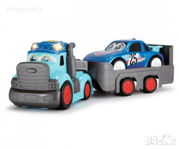 Голям камион с ремарке и кола Dickey Toys ABC Teddy Trucker количка влекач камион, снимка 4 - Коли, камиони, мотори, писти - 42166155
