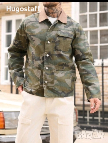 Ново мъжко Военно камуфлажно яке деним памук Л, Хл , снимка 6 - Якета - 51497971