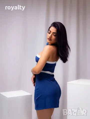 Синя стилна дамска рокля , снимка 3 - Рокли - 49509980