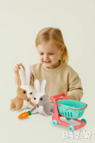 Сладурско плюшено зайче с пазарска количка, снимка 8 - Други - 52093491