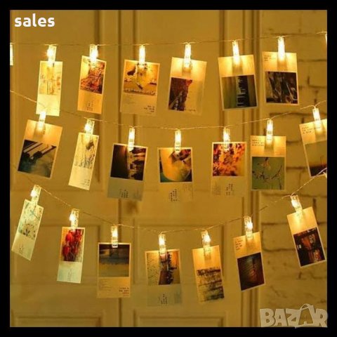 60 броя LED лампички с мини щипки за снимки, снимка 1