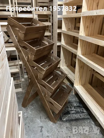 Дървен стелаж за плод и зеленчук импрегниран с байц или ленено масло, снимка 2 - Оборудване за магазин - 48898234