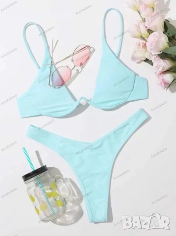 Секси бикини едноцветен бански костюм с банели, 13цвята, снимка 14 - Бански костюми - 44281773