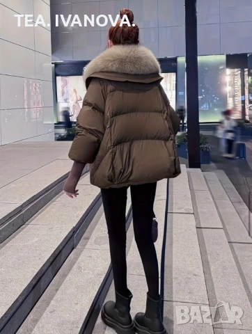 Дамско зимно кафяво яке , снимка 3 - Якета - 53003900