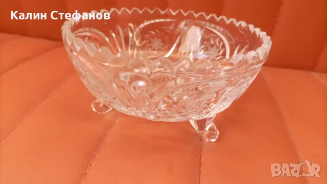 Кристална бонбониера, кръгла, крачета, снимка 5 - Прибори за хранене, готвене и сервиране - 48076877