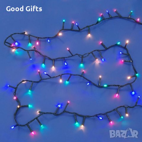 Многоцветни коледни лампички, 100 LED, снимка 2 - Лед осветление - 42717103