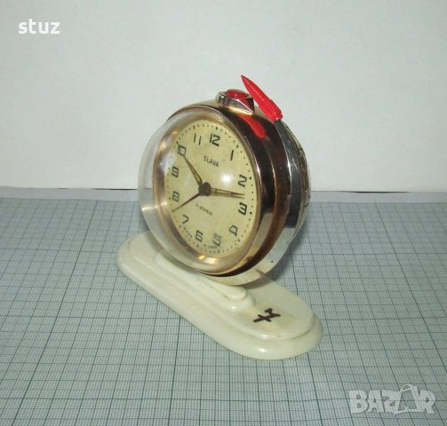 Будилник Слава "Спутник" (No:7), снимка 3 - Антикварни и старинни предмети - 53217469