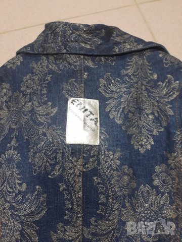 Елегантно дамско тъмносиньо яке / сако със златисти мотиви Енита, снимка 4 - Сака - 31343782