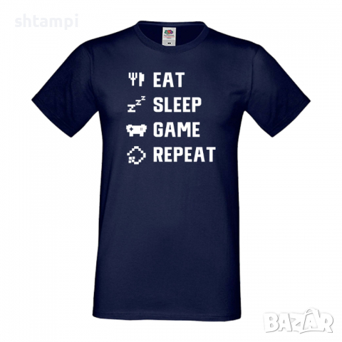 Мъжка тениска Game 4,Eat,Sleep,Game,Anime,Repeat,Ядене,Спане,Геймс,Подарък,Повторение,Празник,Игри, снимка 11 - Тениски - 36419170