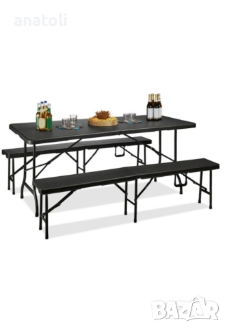 Комплект маса + 2 пейки за градина/тераса/двор  Сгъваеми, Метал/Пластмаса от Германия , снимка 6 - Градински мебели, декорация  - 54044304