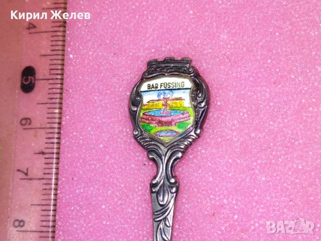 Bad Füssing СТАРА НЕМСКА КОЛЕКЦИОНЕРСКА ЕМАЙЛИРАНА СРЕБЪРНА ЛЪЖИЧКА За КАФЕ СРЕБРО 800 ПРОБА 42995, снимка 2 - Колекции - 44376107