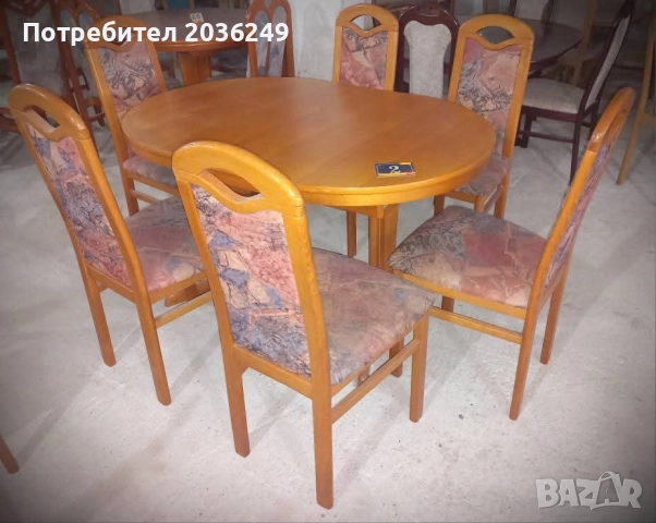Комплект масивна разтегателна маса с 6 стола- Автомат , снимка 3 - Маси - 52595935