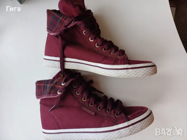 вишневи високи кецове Адидас 36 2/3, снимка 3 - Кецове - 48473486