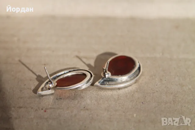 Дамски сребърни обеци с камъни маркезити и карнеол, снимка 10 - Обеци - 48425766