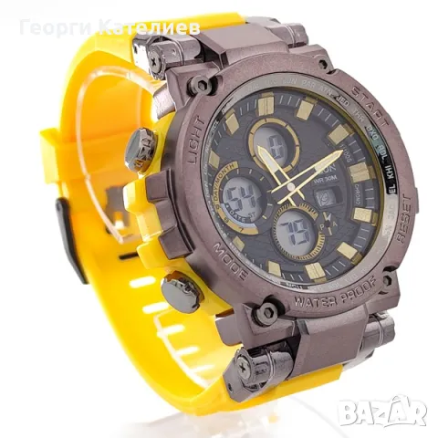 Мъжки електронен часовник с голям циферблат и жълта силиконова кашка Код на продукта:B-01-06, снимка 2 - Мъжки - 48125919