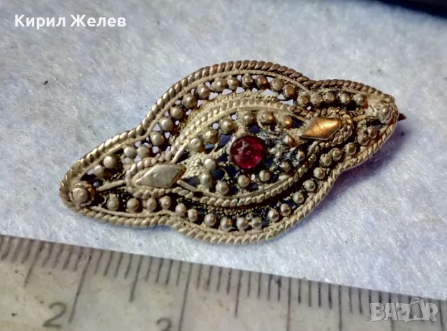 СТАРИННА СКЪПОЦЕННА ФИЛИГРАННА СРЕБЪРНА БРОШКА ВИСОКА ПРОБА СРЕБРО с НАТУРАЛЕН РУБИН 47936, снимка 12 - Антикварни и старинни предмети - 48476670