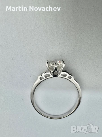 Сребърен пръстен с мойсанит (Диамант) 1 карат, снимка 5 - Пръстени - 50798776