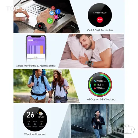 Elegant C520 фитнес смарт часовник висок клас, снимка 3 - Смарт часовници - 48508381