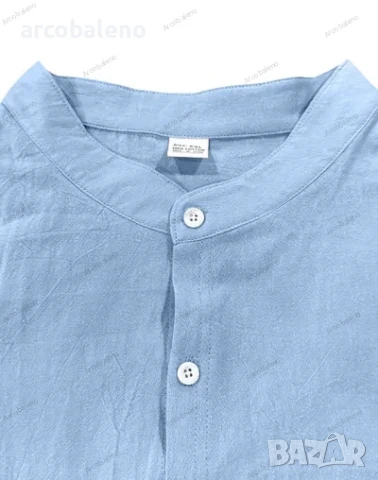 Ежедневна мъжка риза с дълъг ръкав и изправена яка, 5цвята , снимка 7 - Ризи - 50472152