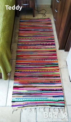 Ярка многоцветна пътека черга, ръчна изработка, снимка 3 - Килими - 53911859