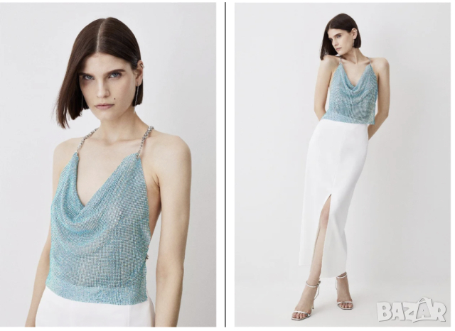 Karen Millen Топ - тюркоаз и метал