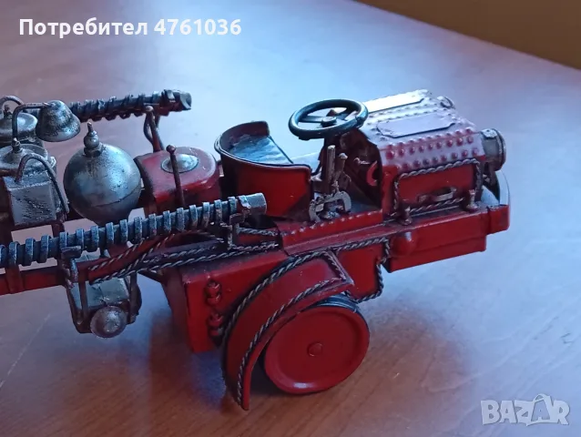Стара ръчно изработена метална количка пожарна, снимка 6 - Колекции - 55962070