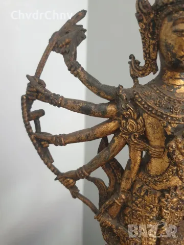 Shiva on Nandi 43см-4кг/стара азиатска/индийска бронзова фигура бог Шива язди бикът Нанди, снимка 10 - Статуетки - 56020322