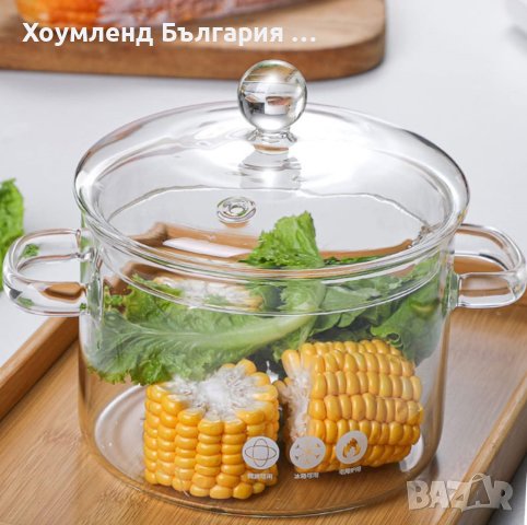 Стъклена тенджера огнеупорна от боросиликатно стъкло, снимка 1