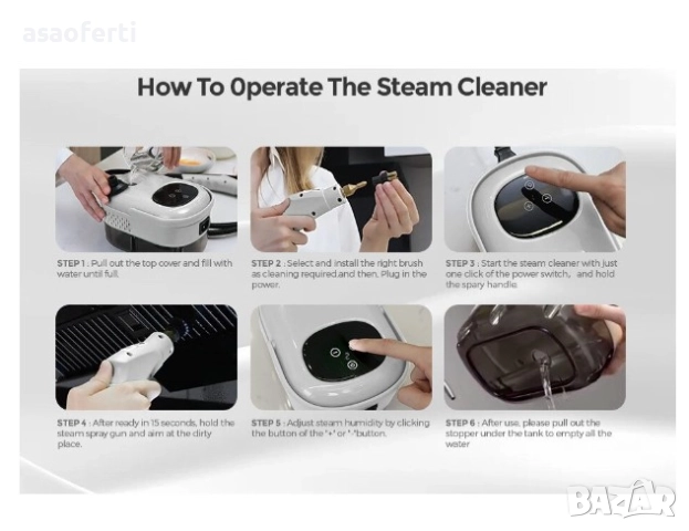 💨 Парочистител Tobi TB-961 (2500W) – 7 Накрайника, Високо Налягане и Температура, снимка 3 - Парочистачки и Водоструйки - 52552574