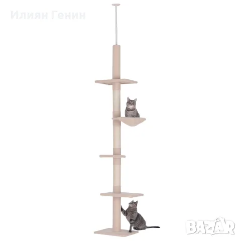 PawHut Дърво за котки с регулируема височина и височина за таван, снимка 11 - За котки - 56149263