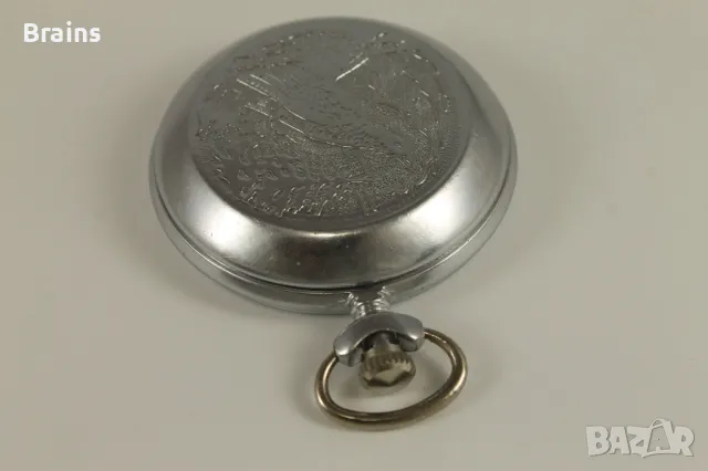 Руски Джобен Часовник Молния С Глухарче Вишнев Циферблат, снимка 7 - Антикварни и старинни предмети - 49280349