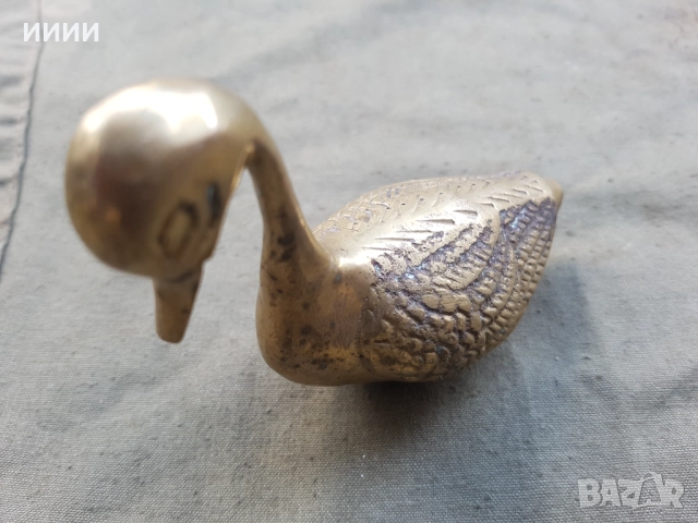 Месингова пластика статуетка лебед, снимка 2 - Антикварни и старинни предмети - 52615518