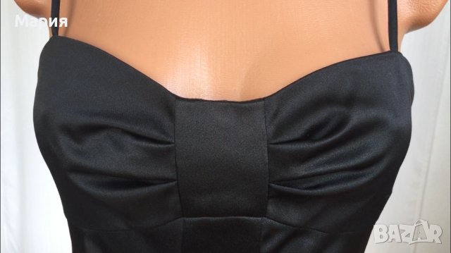 С / S Чисто нова е етикет Дамска Официална Елегантна Рокля Черна Сатенена Класически модел, снимка 7 - Рокли - 42767845