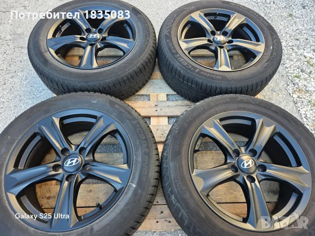 Лети джанти 17ки 5х114.3 Hyundai + зимни гуми 215/60/17 Hankook, снимка 3 - Гуми и джанти - 55879012