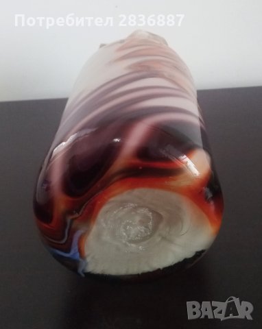 Красива, ръчно изработена стъклена ваза, снимка 4 - Вази - 34863112