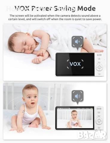 GHB Бебефон с камера и нощно виждане 5'' 720P HD 5000mAh видео бебефон с камера, IPS екран, снимка 6 - Бебефони - 50628105