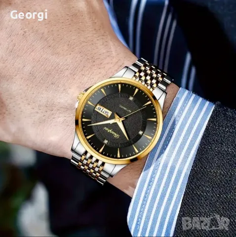 Мъжки аристократичен автоматичен часовник DIANPAI* Черно/златист металик!, снимка 3 - Мъжки - 49657418