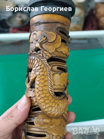 Дървена китайска статуетка за ароматни клечки, снимка 4 - Колекции - 52288036