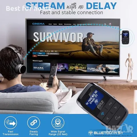 Безжичен Bluetooth трансмитер - 2-в-1 аудио адаптер Pyle, снимка 4 - Други - 50160790