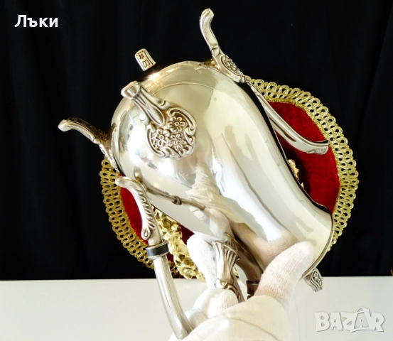 Викторианска посребрена бронзова кана,позлата. , снимка 8 - Антикварни и старинни предмети - 52495831