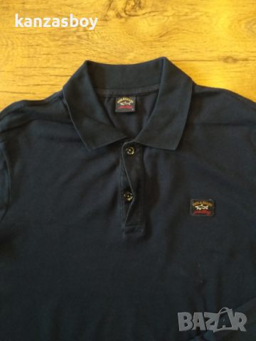 paul and shark blue polo shirt long sleeve - страхотна мъжка блуза М, снимка 2 - Блузи - 44736559