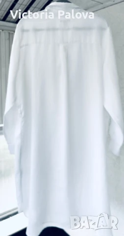 Бяла ленена рокля-риза H&M, снимка 2 - Рокли - 51109805