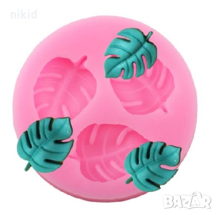 3 Малки тропически листа листенца  листо тропическо Хаваи силиконов молд форма торта фондан