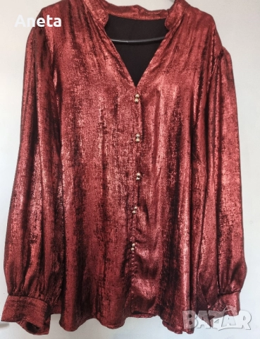 Разкошна вечерна риза / блуза голям размер, снимка 3 - Ризи - 52511553