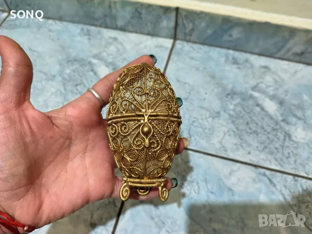 Уникално Красиво Филигранено Яйце Бижутерка, снимка 3 - Антикварни и старинни предмети - 48239129