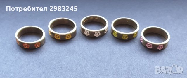 Пръстени с емайлирани цветя, снимка 2 - Пръстени - 42300938